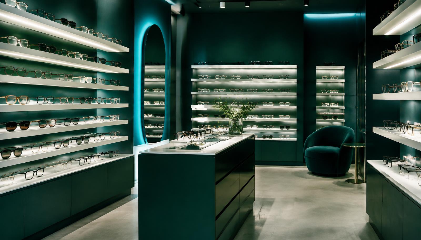 Showroom elegant cu rame de ochelari